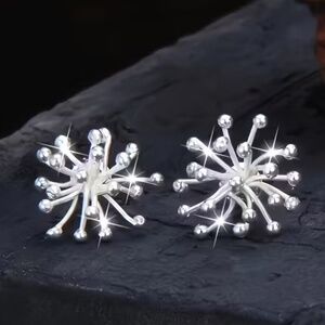 New silver Firework stud Earrings